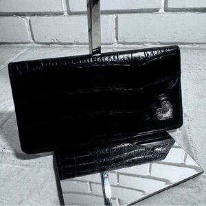 Brighton black croc embossed checkbook cover/wallet with credit card slots